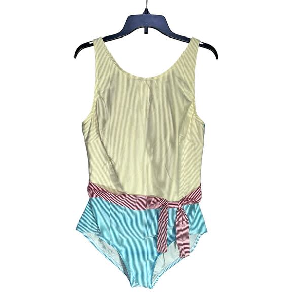 Lands' End One Piece Swimsuit Seersucker Nautical - Picture 7 of 12